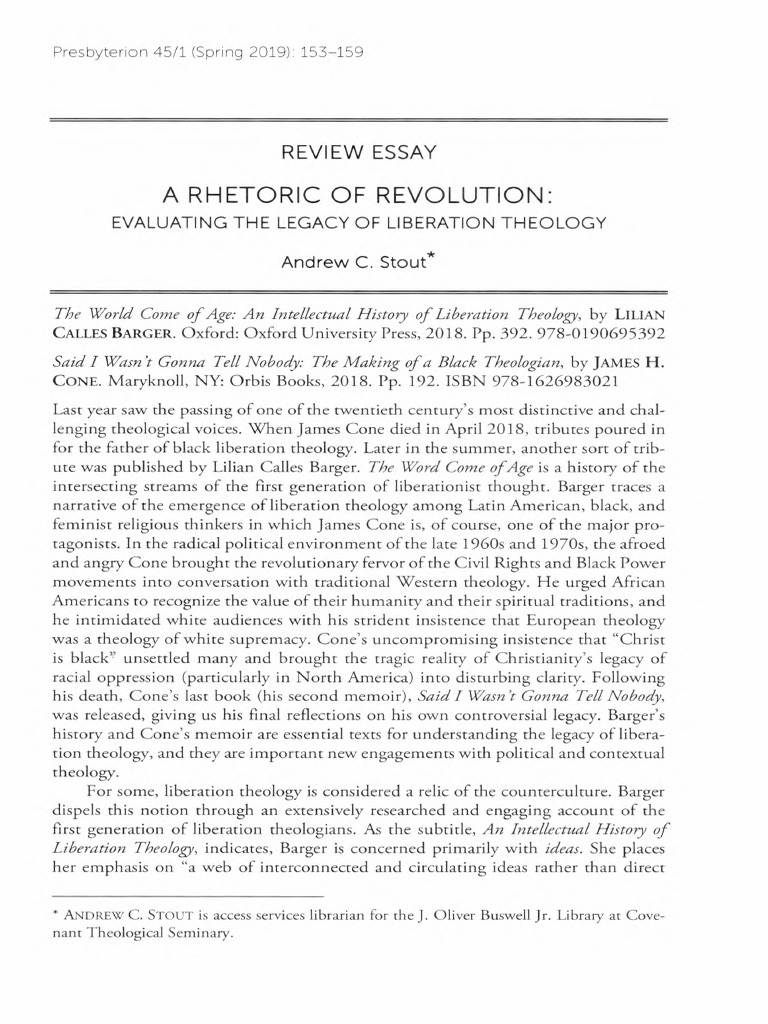 Evluating The Legacy of Liberation Theology PDF Theology Copyright