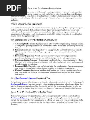Cover Letter for German Job