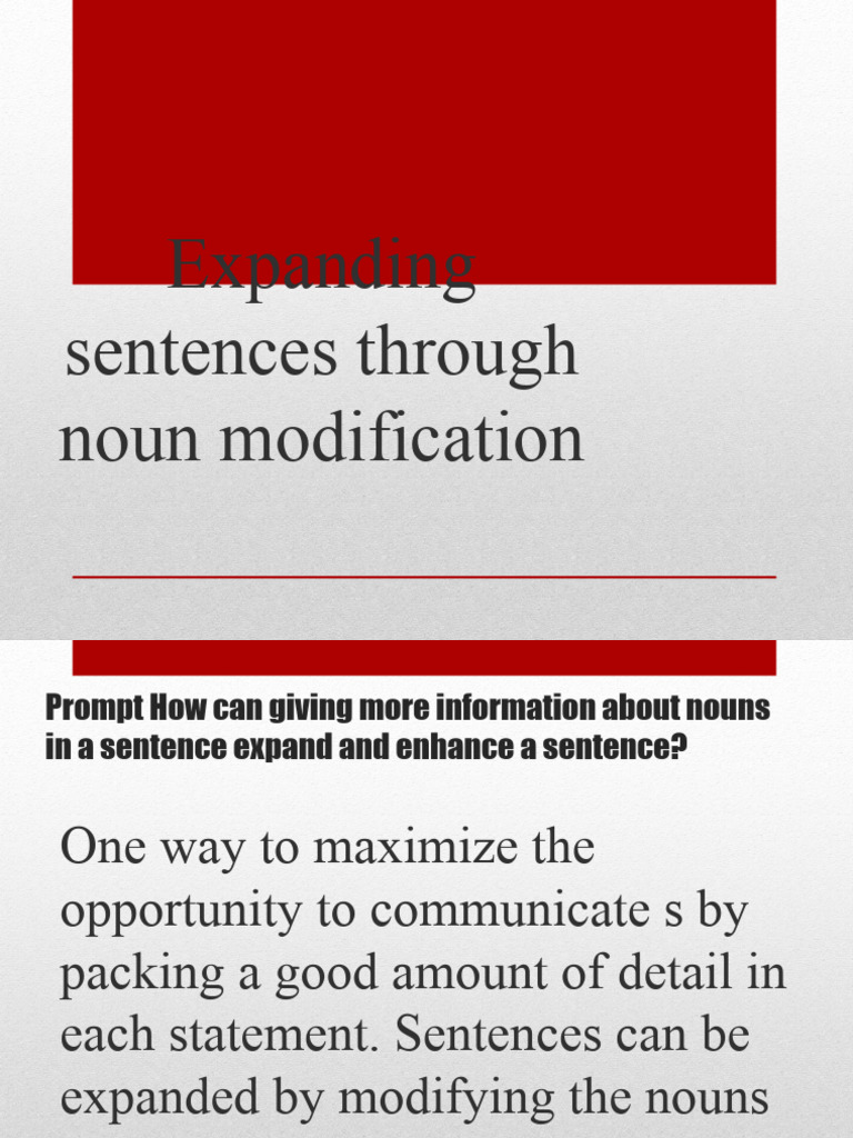 Grade 10 Expanding Sentences Through Noun Modification PDF