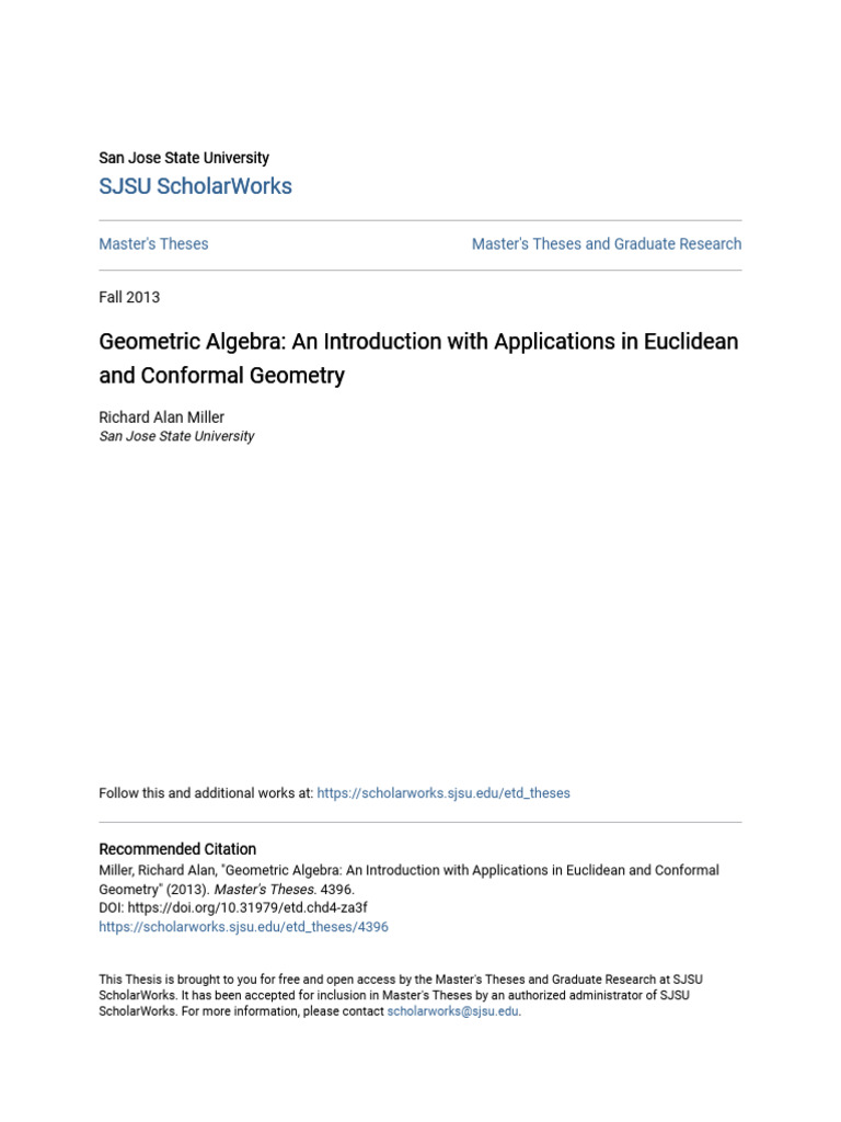 Geometric Algebra An Introduction With Applications in Euclidean | PDF ...