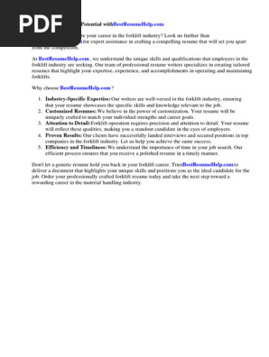 Forklift Driver Warehouse Worker Resume