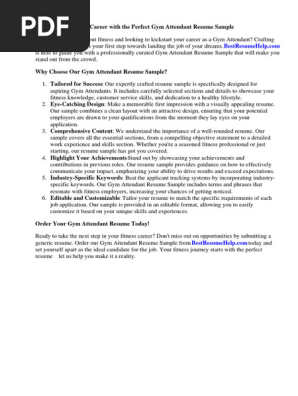 Resume Sample for Gym Attendant