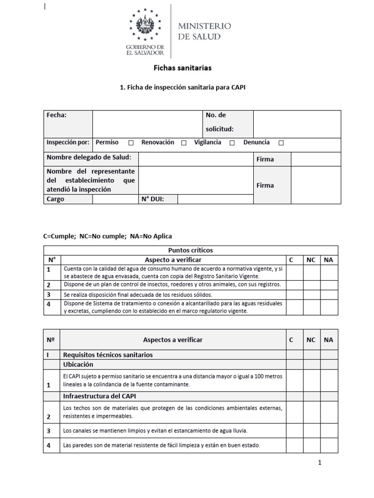 Ficha de Inspección Sanitaria CAPI | PDF | Cocina | Agua
