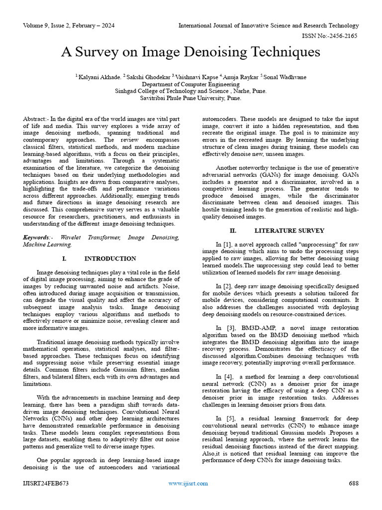Brief Review Of Image Denoising Techniques