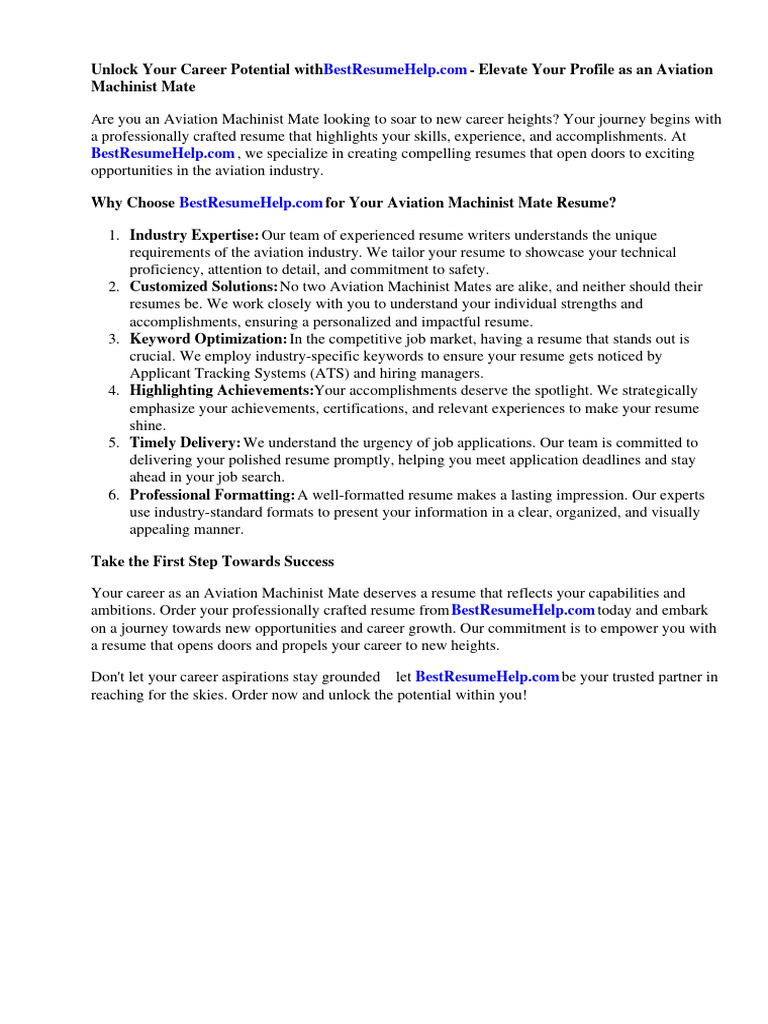 Aviation Machinist Mate Resume - 1719938743