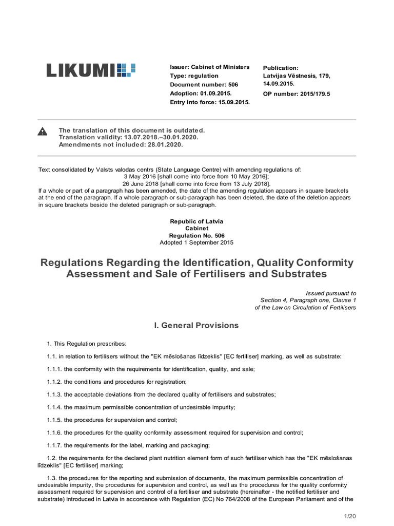 Likumi LV 276480 En PDF Fertilizer Chemistry