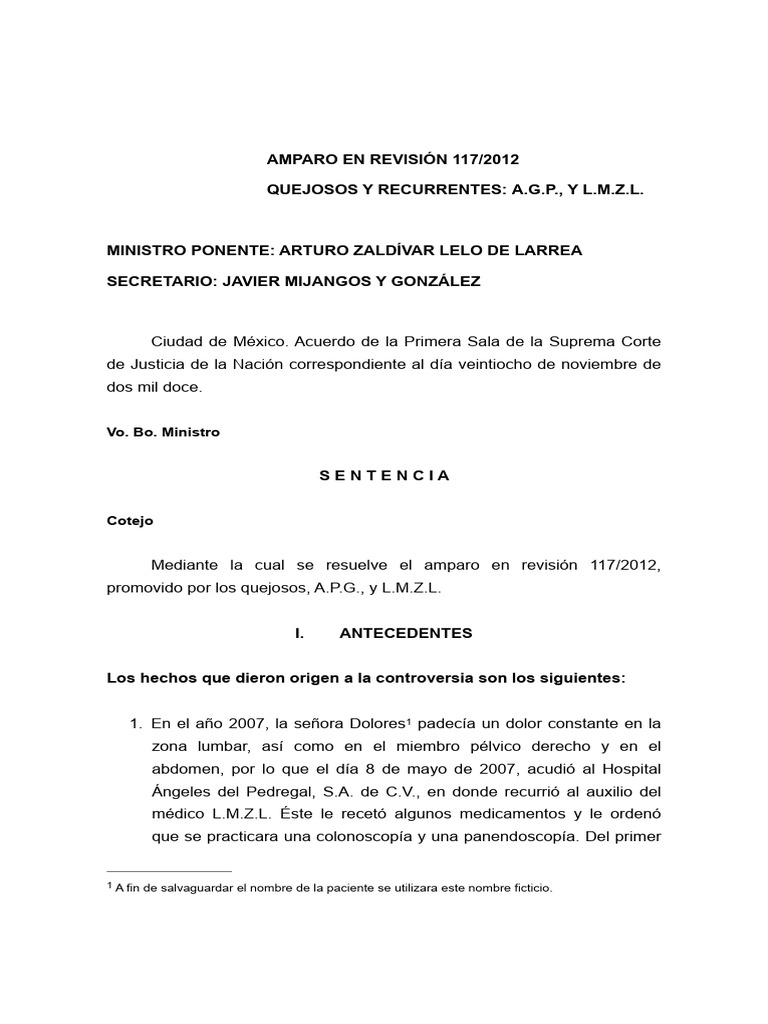 Amparo en Revision 1172012 | PDF | Cirugía | Sentencia (ley)