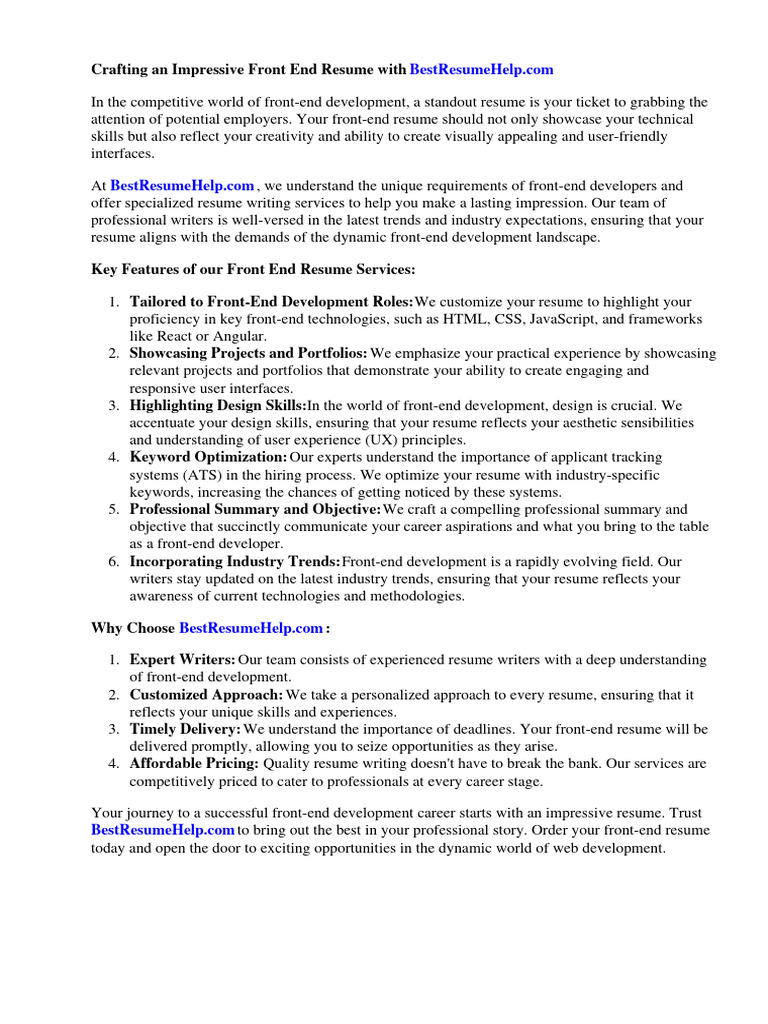 Front End Resume | PDF | Résumé | Http Cookie