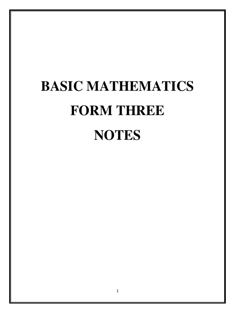 Form Three Basic Mathematics Notes | PDF | Function (Mathematics) | Set ...