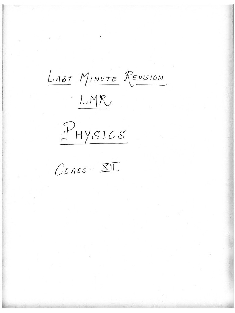 Revision Notes 1 | PDF