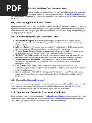 Job Application Letter in Bank