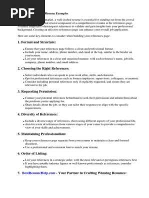 References Page for Resume Examples