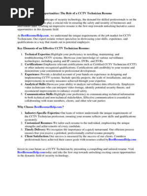 Cctv Technician Resume Doc