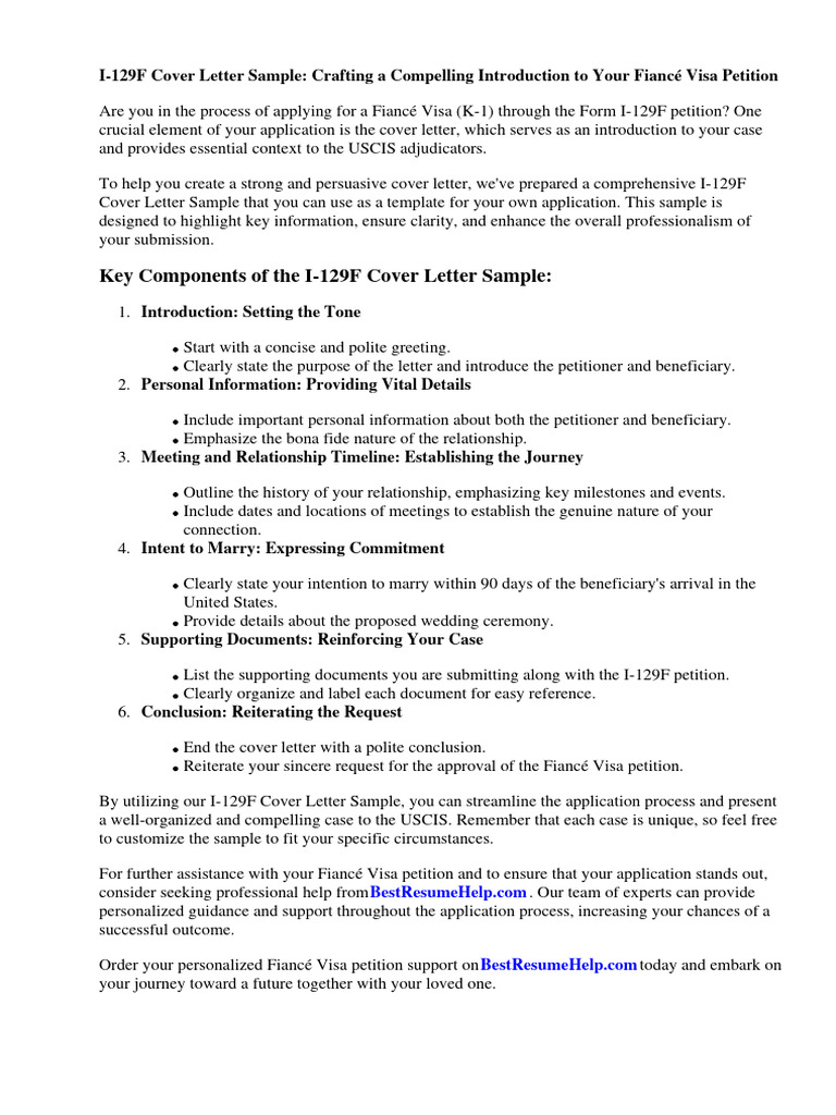 I 129F Cover Letter Sample PDF