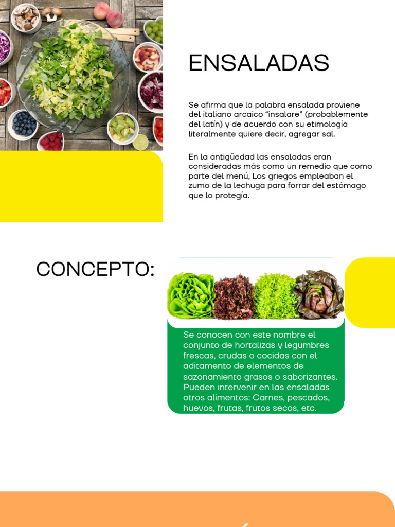 Tipos y Presentación de Ensaladas | PDF | ensalada | Vinagreta