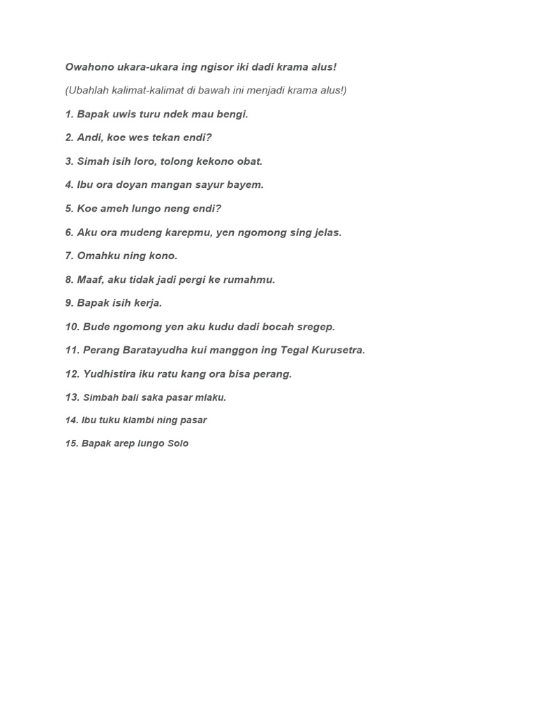 Soal Latihan Basa Krama Alus PDF