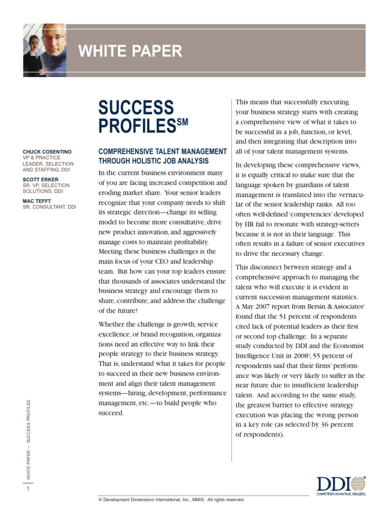 Building Effective Success Profiles | PDF | Strategic Management ...