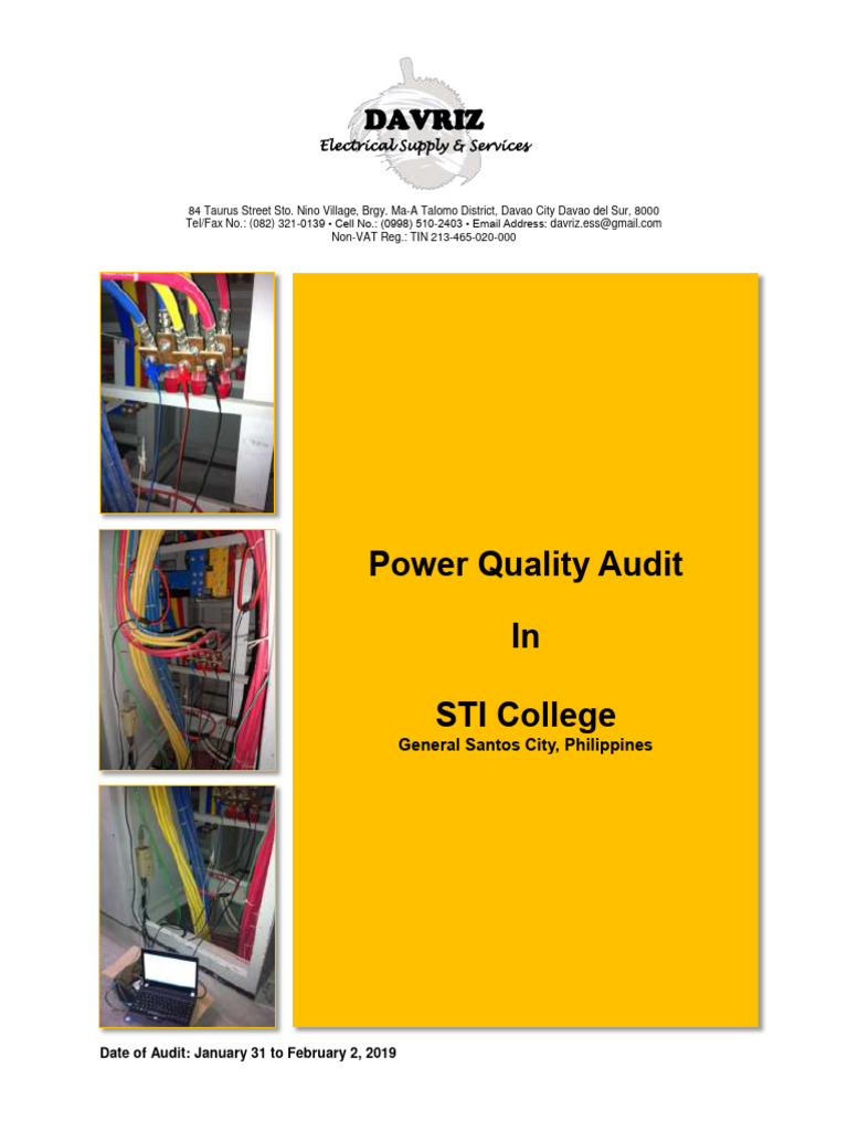 Executive Report (Power Quality Audit) STI College GenSan PDF Ac