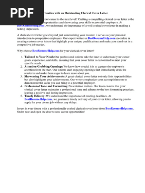 Clerical Cover Letter Examples