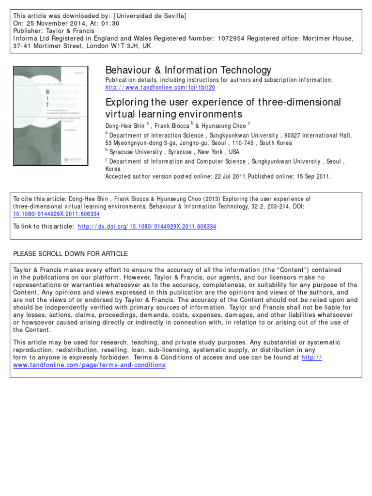 Behaviour & Information Technology | PDF | Educational Technology ...