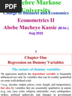 Econometrics II CH 1