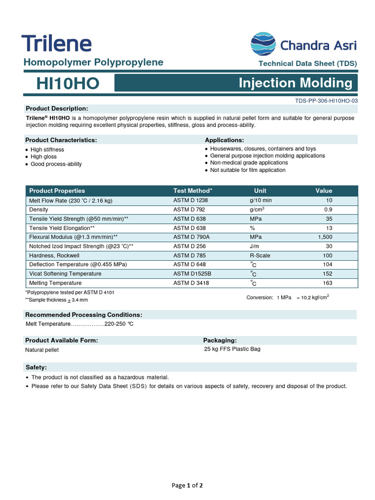 TDS PP 306 Hi10ho 03 | PDF | Materials | Materials Science