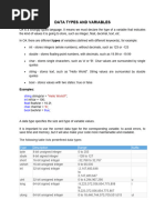 Data Types and Variables