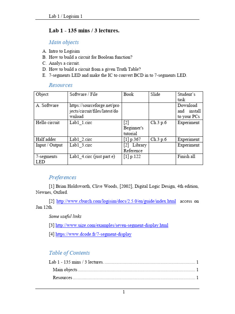 Lab+1+ +Logisim+Introduction 1 | PDF | Computing | Computer Engineering