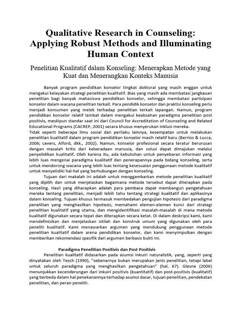 Qualitative Research in Counseling PDF