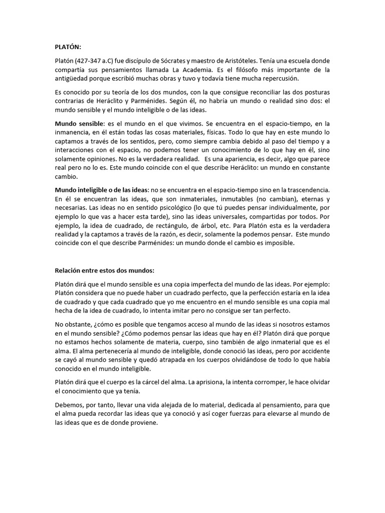 Platón Pdf Platón Metafísica