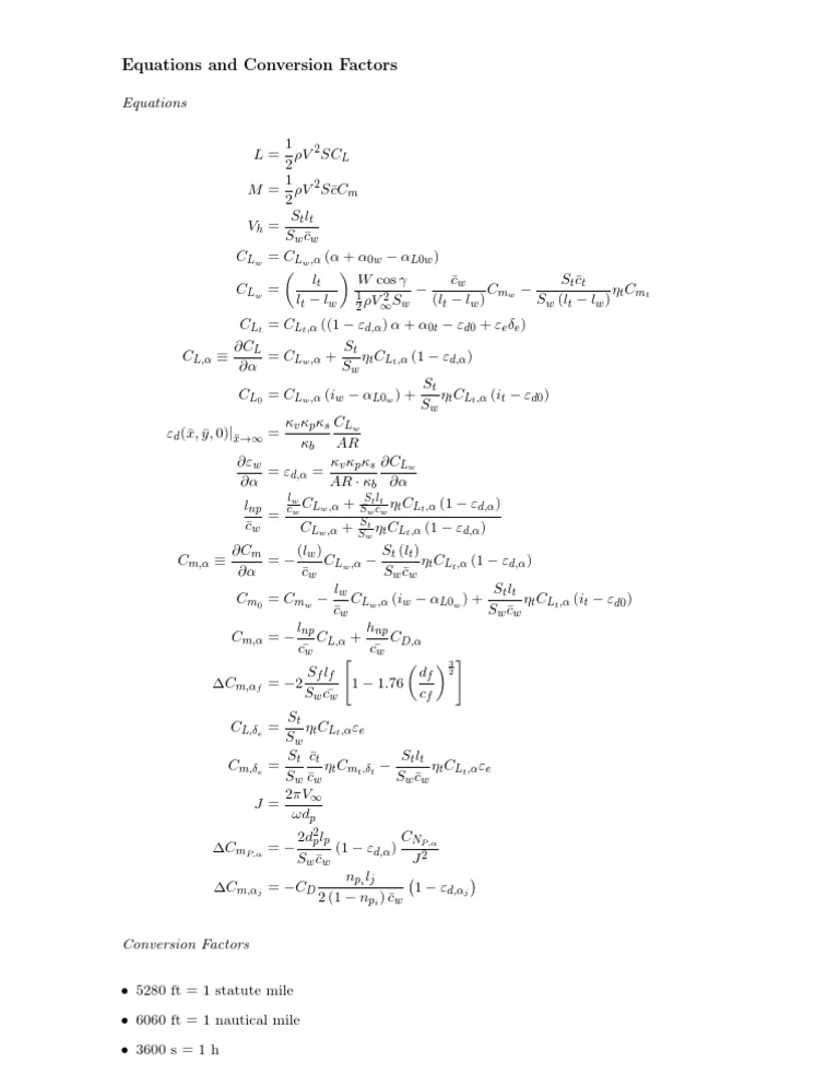 Equations and Conversion Factors Guide | PDF | Teaching Methods & Materials