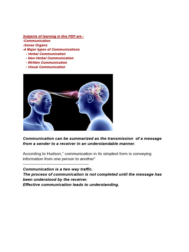Understanding Communication and Senses | PDF | Communication ...