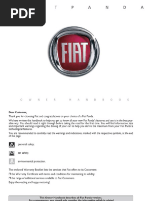 FIAT PANDA CLASSIC Owner Manual - Compressed | PDF | Car