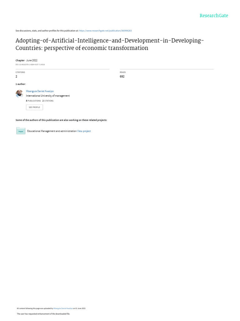 Adopting Of Artificial Intelligence And Development In Developing