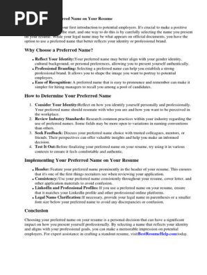 Preferred Name on Resume