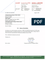 Intimation Minutes of Postal Ballot SW