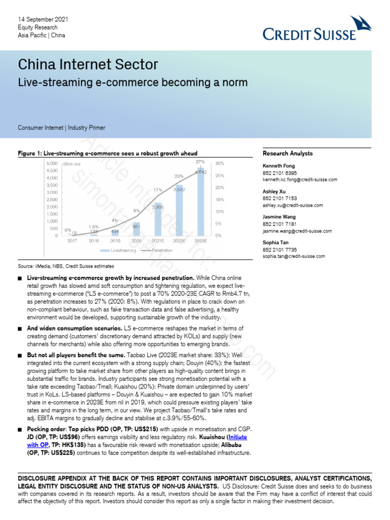 China Livestreaming E-Commerce - CS Research | PDF | E Commerce ...