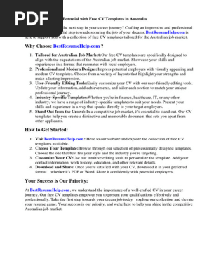 Free Cv Templates Australia