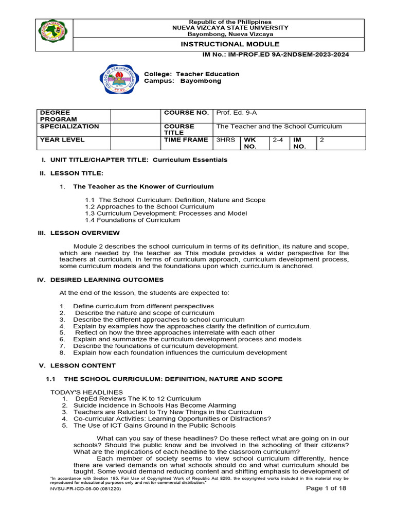 MODULE 2 Prof Ed 9A - S | PDF | Curriculum | Learning