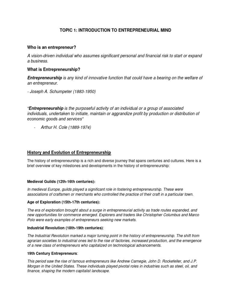 TOPIC 1 - Introduction To Entrepreneurial Mind | PDF | Entrepreneurship ...