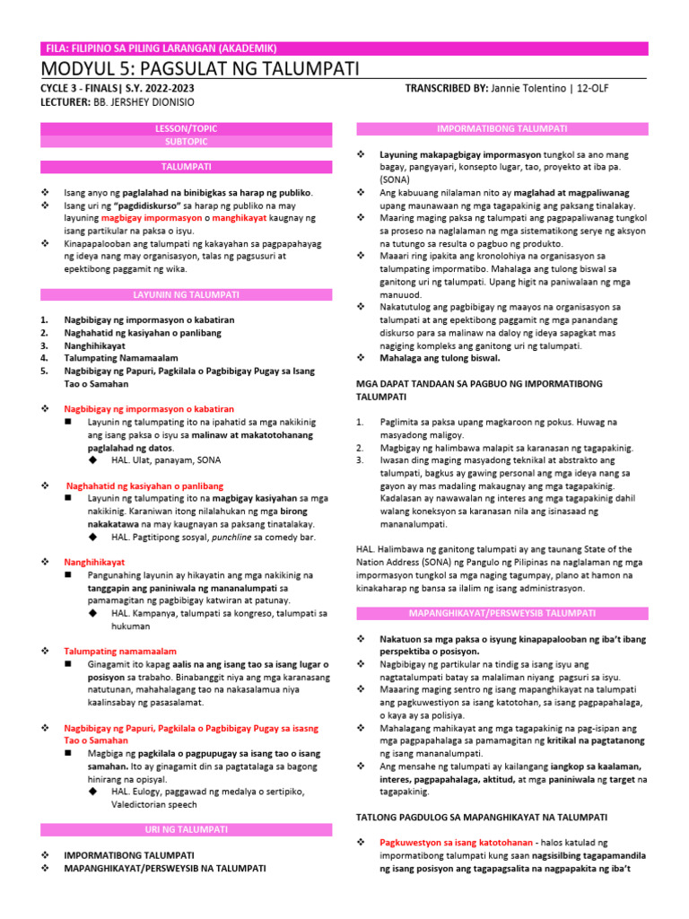 Fila Module 5 | PDF