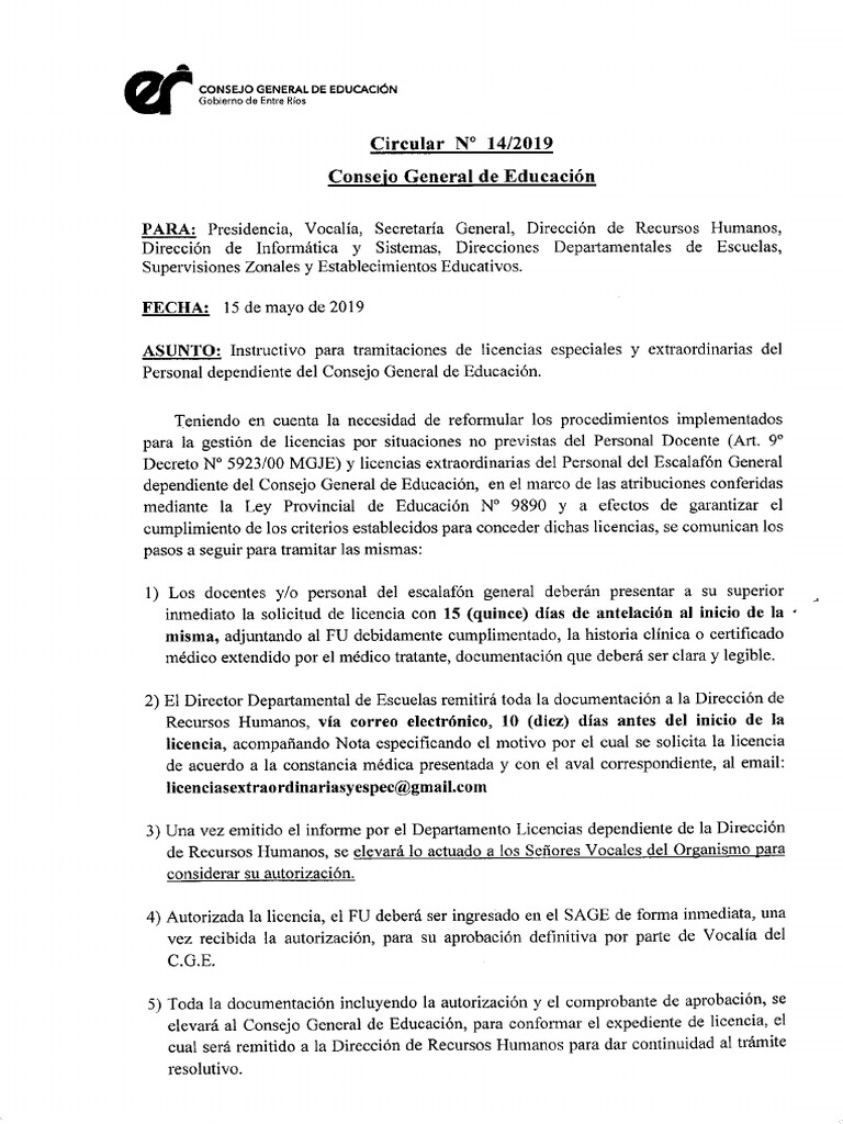 Circular #14-19 CGE | PDF