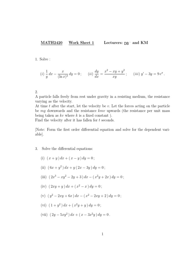 Worksheet 1 | PDF
