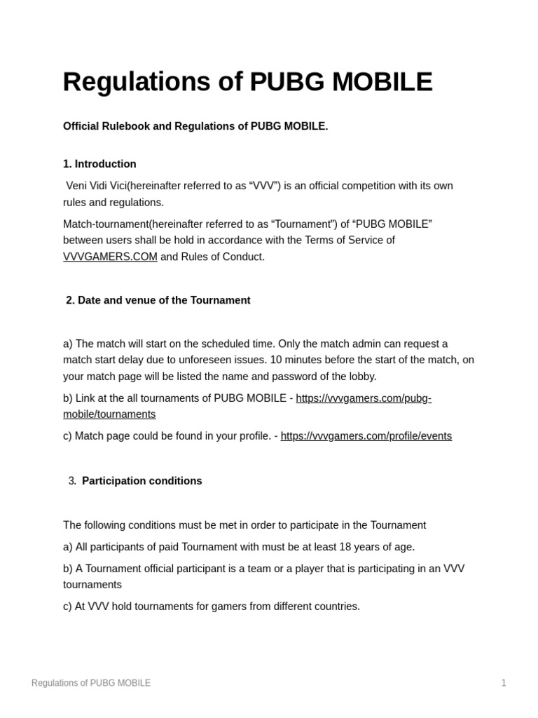 PUBG Mobile Tournament Regulations | PDF | Mass Media | Service Industries