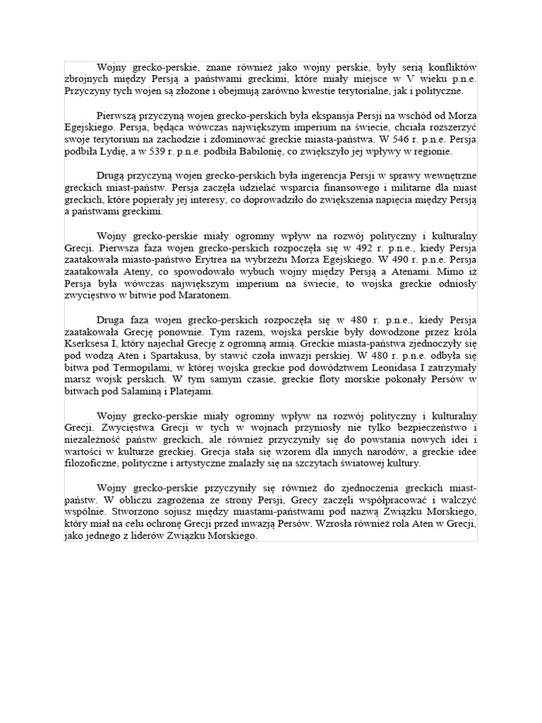 Notatka Z Lekcji Wojny Perskie wojny perskie — kopia | PDF