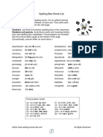 Spelling Bee Words List