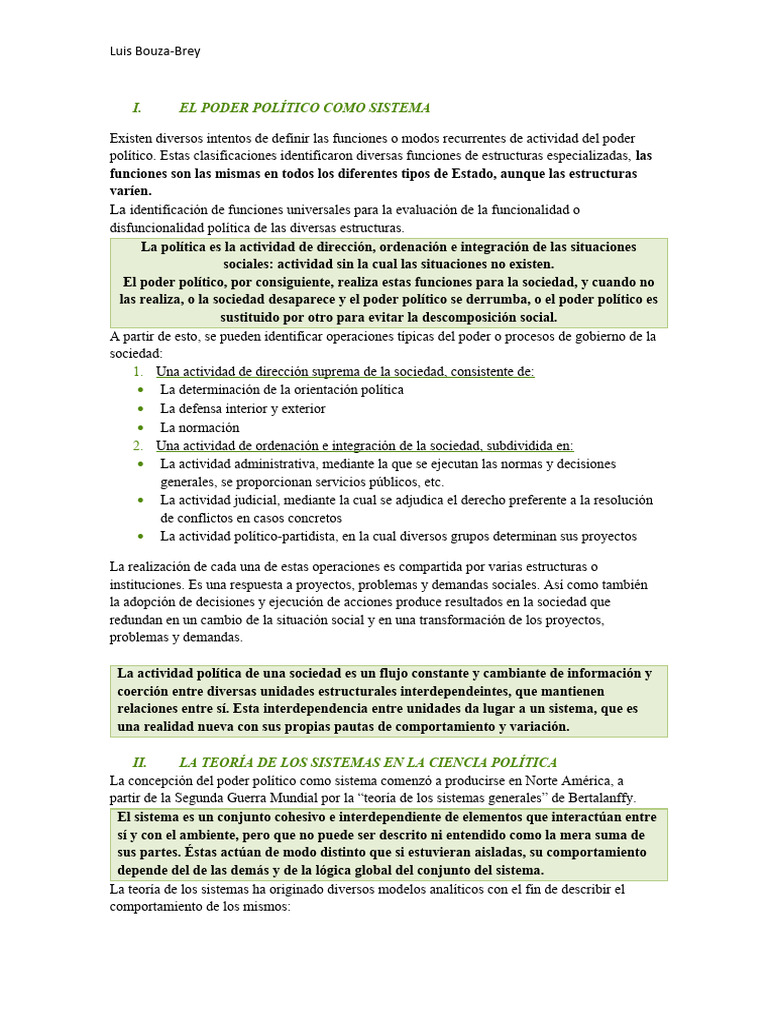 Los Sistemas y El Poder Político - Resumen | PDF | Sistemas politicos ...