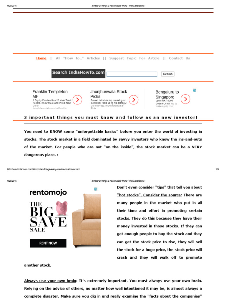 New Investor Essentials | PDF | Stocks | Investing