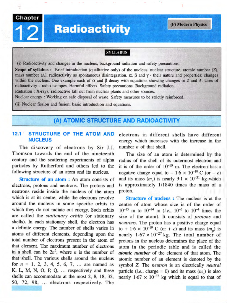 Selina class 10 physics chapter 12 radioactivity pdf