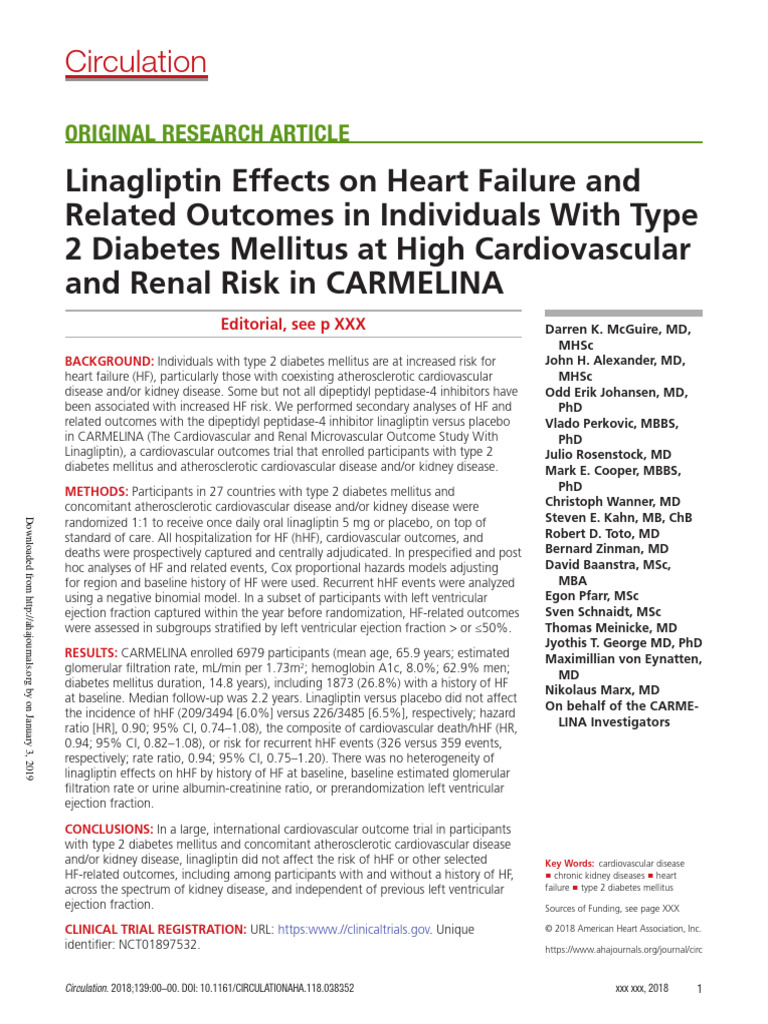 Linagliptin Effects On Heart Failure and Related Outcomes in ... - Linagliptin Heart Failure Outcomes